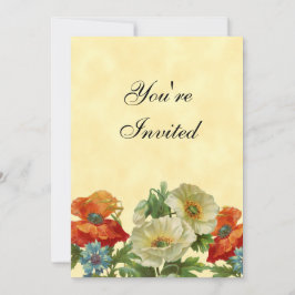 ポピーとコーンフラワーカスタムズフローラ招待状 招待状