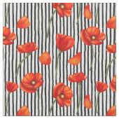 ポピーとストライプ ファブリック (クローズアップ)