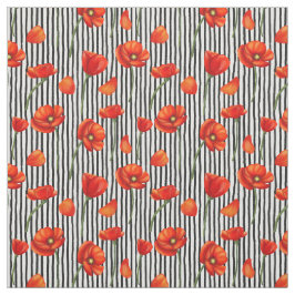 ポピーとストライプ ファブリック