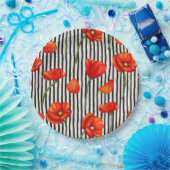 ポピーとストライプ ペーパープレート (パーティー)