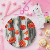 ポピーとストライプ ペーパープレート (パーティー)