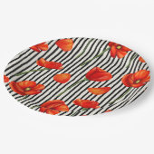ポピーとストライプ ペーパープレート (アングル)