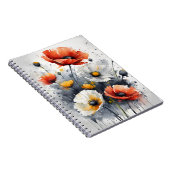 ポピーとデイジー - 水彩の花 ノートブック (右側)