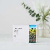 ポピーとトスカーナの風景、白 名刺 (スタンド正面)