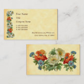 ポピーとヤグルマギクの花のアート ビジネス カード (正面/裏面)