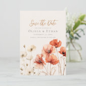 ポピーとワイルドフラワーのSave the Date 招待状 (スタンド正面)