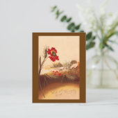 ポピーと小麦のヴィンテージ秋 ポストカード (スタンド正面)