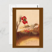 ポピーと小麦のヴィンテージ秋 ポストカード (正面/裏面)