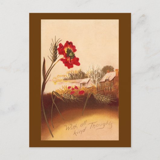 ポピーと小麦のヴィンテージ秋 ポストカード (正面)