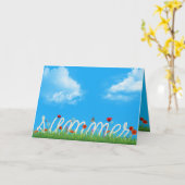 ポピーと幸せな夏のロープデザイン カード (黄色い花)