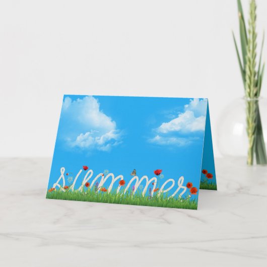ポピーと幸せな夏のロープデザイン カード (正面)