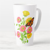 ポピーと蝶ファインアート カフェラテマグ (右アングル)