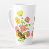 ポピーと蝶ファインアート カフェラテマグ (左アングル)