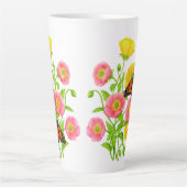 ポピーと蝶ファインアート カフェラテマグ (正面)