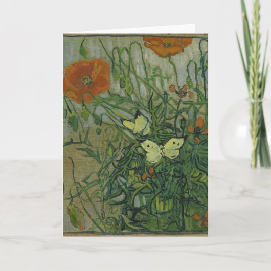 ポピーと蝶by Vincent Vanゴッホ カード (正面)