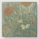 ポピーと蝶by Vincent Vanゴッホ ストーンコースター (正面)