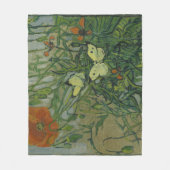 ポピーと蝶by Vincent Vanゴッホ フリースブランケット (正面)