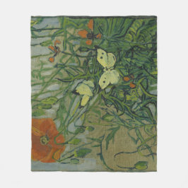 ポピーと蝶by Vincent Vanゴッホ フリースブランケット