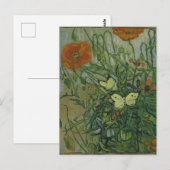 ポピーと蝶by Vincent Vanゴッホ ポストカード (正面/裏面)