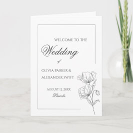 ポピーな花エレガントのシックな結婚式 プログラム