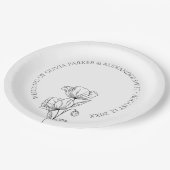 ポピーな花シンプル々エレガントな結婚式 ペーパープレート (アングル)