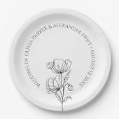 ポピーな花シンプル々エレガントな結婚式 ペーパープレート (正面)