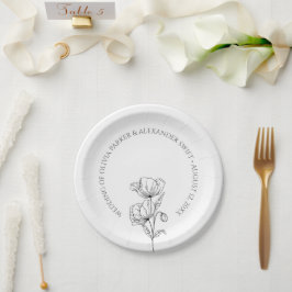 ポピーな花シンプル々エレガントな結婚式 ペーパープレート