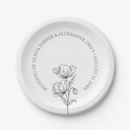 ポピーな花シンプル々エレガントな結婚式 ペーパープレート