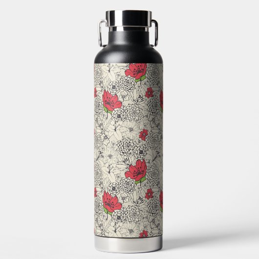 ポピーな花園の模様 ウォーターボトル (正面)