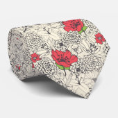 ポピーな花園の模様 ネクタイ (ロール)