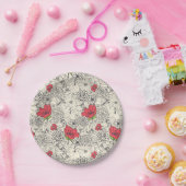 ポピーな花園の模様 ペーパープレート (パーティー)