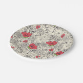 ポピーな花園の模様 ペーパープレート (アングル)