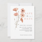 ポピーのオレンジ色の花の結婚式の日付を保存 (正面)