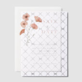 ポピーのオレンジ色の花の結婚式の日付を保存 ベラム紙招待状 (オフセット (招待状))
