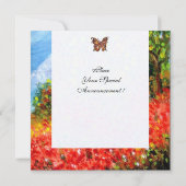 ポピーのトスカーナの風景 赤い花畑 白 招待状 (裏面)