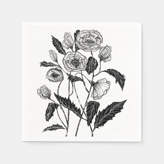 ポピーのナプキン – カスタマイズ可能 スタンダードカクテルナプキン (正面)