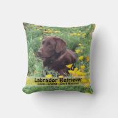 ポピーのパッチ写真に茶色のラブラドール犬 クッション (正面)