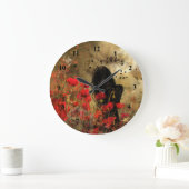 ポピーのフィールドの壁時計の女性 – 絵画の芸術 ラージ壁時計 (ホーム)