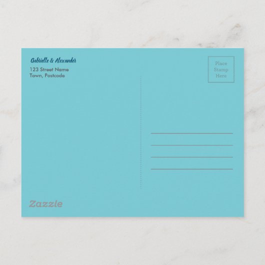 ポピーのフィールド水の色の結婚式の日付を保存 案内ポストカード (裏面)