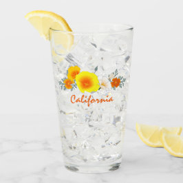 ポピーのブーケとカリフォルニア文字グラス杯 タンブラーグラス