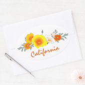 ポピーのブーケとカリフォルニア文字ステッカー 楕円形シール (封筒)
