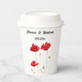 ポピーのポピー 赤い花 水彩 結婚式 紙コップ (正面)