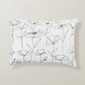 ポピーのワイルドフラワーブラックとホワイトミニマルフローラ アクセントクッション (裏面)