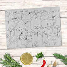 ポピーのワイルドフラワーブラックとホワイトミニマルフローラ