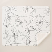 ポピーのワイルドフラワーブラックとホワイトミニマルフローラ シェルパブランケット (正面(横))