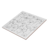 ポピーのワイルドフラワーブラックとホワイトミニマルフローラ タイル (側面)