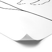 ポピーのワイルドフラワーブラックとホワイトミニマルフローラ ポスター (角)