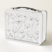 ポピーのワイルドフラワーブラックとホワイトミニマルフローラ メタルランチボックス (裏面)