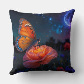 ポピーの上に大きサイケデリックい蝶 クッション (裏面)