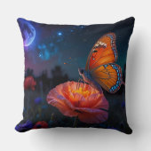 ポピーの上に大きサイケデリックい蝶 クッション (正面)